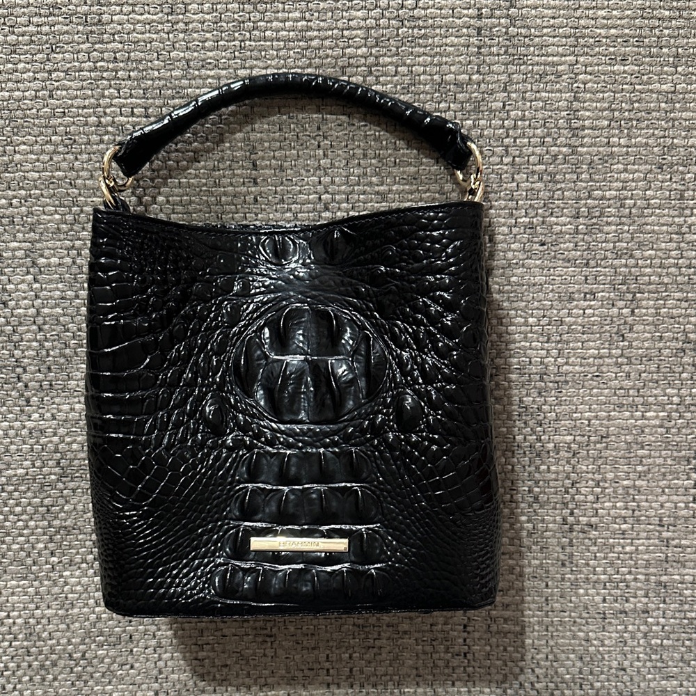 Brahmin Black Embossed Shoulder Bag